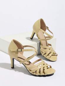 Fashionable & Comfortable Women's Hollow Out Pointed Toe Ankle Strap Sandals, Sexy Soft Bottom Low Heels