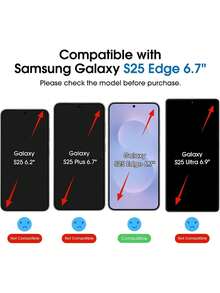 (2+2 Piezas) OneTouch Compatible con Samsung Galaxy S25 Edge Protector de Pantalla, Mica Cristal Vidrio Templado, y Protectores de Lente de Cámara, Dureza 9H con Kit de Instalación Fácil,38083961 - Gris - Ver 2