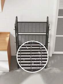 1pc Multi-Tier Storage Rack, Kitchen Organizer Shelf, Dining Room Storage Cabinet, Floor-Standing Microwave Oven Rack, Multi-Function Storage Cabinet, Bathroom Organizer Shelf, Living Room Tiered Organizer