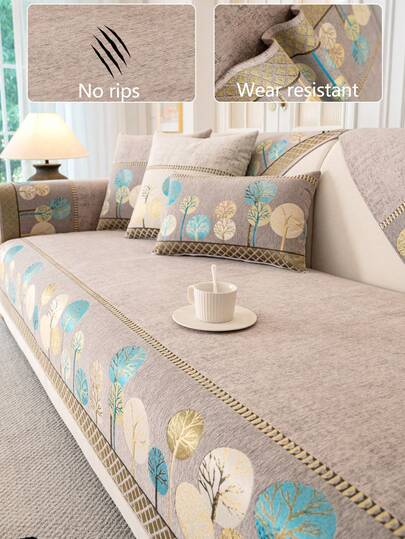 1pc Comfortable Chenille Sofa Cushion Cover, All Season Modern Minimalist Non-Slip Sofa Seat Pad, Dust-Proof And Washable Sofa Slipcover, Fashionable Soft And Fade-Resistant, Pet-Friendly Protective Cover, Adjustable For Corner Sofa, Suitable For Bedroom, Office, Living Room Combination Furniture, L-Shaped Sofa And 1/2/3/4 Seat Sofa