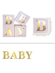 Baby Party Decorations, Including Baby Balloon Box, Letter Blocks, Suitable For 1st Birthday Party For Boys And Girls, Teddy Bear Theme Baby Shower, Bridal Shower, Gender Reveal Party, Etc. - White - View 4