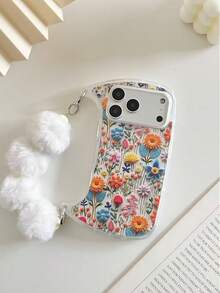 Floral Painted Fashionable Leather Rope Crossbody Bag & Transparent Anti-Drop Phone Case Compatible With IPhone 17/17 Pro MAX, 16/16 Pro/16 Pro Max, 15, XR, 7P 8P, P12 Pro Max, P13 Pro Max, P14 Pro Max, P13, P14, P11, P12, P14, XS/S/XS Max/7 8 GES2, Cute & Stylish Thick Phone Protective Cover - Multicolor - View 6