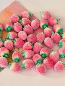 10个/包 可爱草莓吊坠配饰，个性化时尚耳环项链手链，手工DIY首饰制作材料