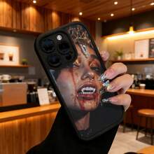 Funda de teléfono de moda, compatible con varios modelos de ,  y , funda de teléfono con diseño de maquillaje de sangre de chica de terror para modelos de ,  y , protector de teléfono, fundas de pareja, regalo para novio o novia, presente de vacaciones, este es un regalo popular para amigos o socios, adecuado para ocasiones de negocios. Duradera, resistente a las manchas y a las huellas dactilares, esta nueva funda para teléfono de hombres y mujeres es un gran regalo. - Blanco - Ver 6
