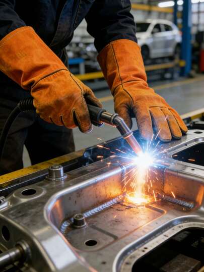 1pc Heat Resistant Welding Glove, Suitable For Handling Animals, Dog, Cat, Falcon, Reptile, Reinforced Leather, Household Tool