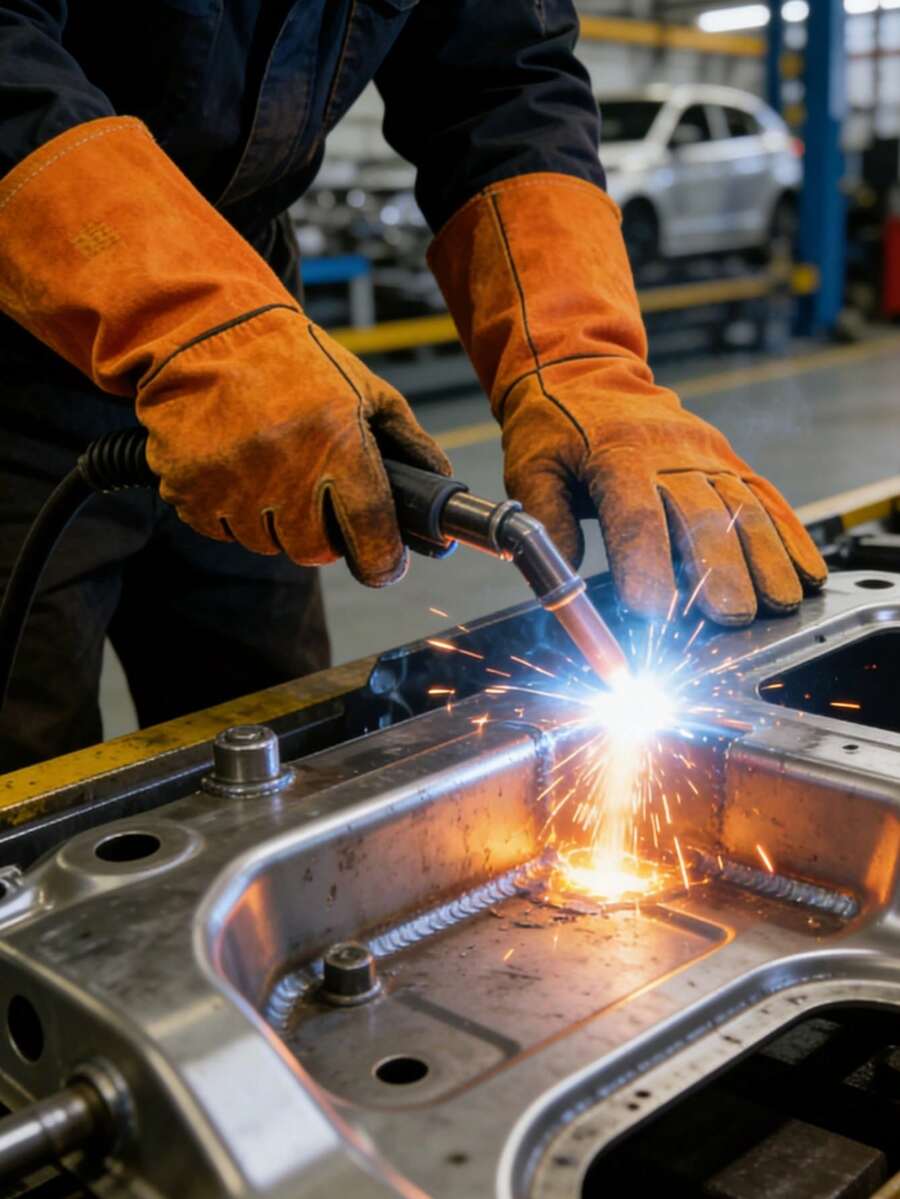 1只耐热焊接手套，适用于处理动物，如狗、猫、猎鹰、爬行动物，加固皮革，家用工具 - 彩色 - 查看 1