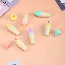 一套1支可爱冰淇淋造型荧光笔，迷你荧光笔，适合书写 - 彩色 - 查看 5