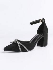 2025款尖头粗跟休闲女鞋 - 黑色 - 查看 8