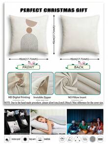 4 fundas de almohada estilo bohemio, fundas de cojín decorativas de línea de moda minimalista, fundas de almohada con sensación de lino, fundas de almohada con diseño popular de Oriente Medio, lavables a máquina, con cierre de cremallera, fundas de almohada decorativas de poliéster, adecuadas para la decoración del hogar, fundas de almohada impresas por un solo lado, aplicables para la sala de estar, el dormitorio, el sofá, sin relleno de almohada