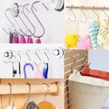 10pcs Stainless Steel S-Shaped Double Hooks - Heavy Duty Self-Adhesive Rust-Proof Scratch-Free Hanging Hooks, Strong Load Bearing, Non-Slip Reusable, Suitable For Dorm, Cabinet, Kitchen, Bedroom, Bathroom, Office, Desk And Whole House Organization - Multicolor - View 11