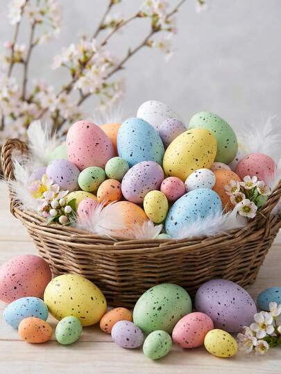 50pcs Mini Polka Dot Foam Easter Eggs, Soft Artificial Bird Eggs Suitable For Vase Filler, Wreath Making, DIY Crafts, Spring Table Decor