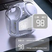 2026 Transparent Wireless Headphones With LED Digital Display, Enjoy Immersive Gaming Experience, Hifi Stereo Sound, Control, And High-Definition Calling, Suitable Outdoor Activities, Gaming, And Phone Calls, Long Life Battery For Lasting Endurance,With HIFI Stereo Sound & LED Display - Perfect Gift For Birthday/Christmas/Girlfriend - 粉色 - 查看 3