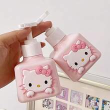 Sanrio Hello Kitty Refillable Dispenser Bottle - Cute Cartoon Cat Design, Pink & White Color, PVC-Free, Suitable For Shampoo, Hand Wash, And Dish Soap, Bathroom Storage & Organization Companion. - Multicolor - View 10