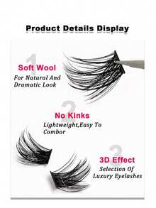 120pcs Cluster Lashes 8-16mm Wispy Individual Lashes Natural Look Lashes Fluffy Cluster Lash DIY Eyelash Extension Made From Premium Synthetic - Black - View 5