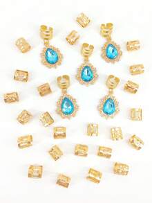 29件套奢华镂空水钻镶嵌合金发饰套装，DIY发珠、发圈、发夹装饰