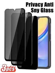 3pcs Privacy Screen Protector Film, Anti-Scratch, Waterproof, Anti-Fingerprint, Applicable For Samsung Galaxy S20 FE/S21 FE/A02/A02S/A03/A23/A24/A25/A31/A72/S24 FE/A06/A17/A07 Series - Black - View 68