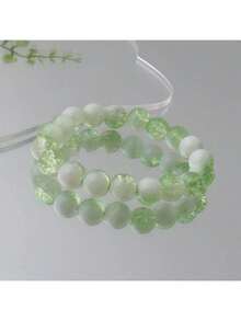 8毫米彩色釉面裂纹珠手工手链套装（女士款） - 3pcs奶蓋爆花 - 查看 6