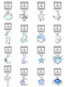 1pc Fashionable & Charming Cute Starry Sky Stainless Steel Modular DIY Bracelet Pendant, Featuring Unique Designs Including Heart, Planet, Moon And Star Patterns, Suitable For Women To Make DIY Bracelets, Necklaces, Handmade Pendants And Jewelry Accessories, Suitable For All - Multicolor - View 1