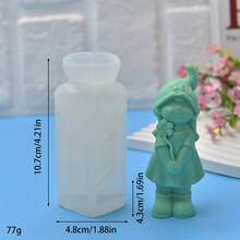 1 pieza Molde de silicona de figura de niña de dibujos animados con un enanito lindo con sombrero - Blanco - Ver 3