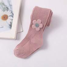 1pc Infant & Toddler Girls' Floral Accent Stirrup Tights, Spring/Autumn - Multicolor - View 14