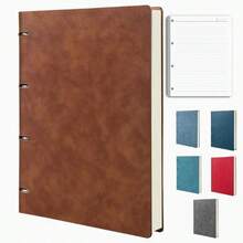 A4复古可替换内芯笔记本,绒面硬面封面 - 200页,带索引标签和横向页面,适用于日记、商业计划和旅行日志 - 硬面笔记本(A4尺寸),适用于学校用品和商务办公日记 - 彩色 - 查看 11