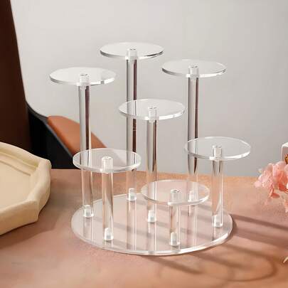 1pc 7-Tier Circular Display Stand Suitable For Figurines, Collectibles, Jewelry, Posable Dolls, Cosmetics, Desktop Riser, Minimalist & Elegant