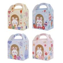 28 piezas/paquete Dulces de Pascua, Galletas, Cajas de Regalo de Chocolate con Ventana, Cajas de Mano para Fiestas de Vacaciones, Horneado DIY, Embalaje de Pasteles - Multicolor - Ver 2