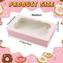 10pcs Pink Cookie Boxes With Window, 7 X 4.3 X 1.5 Inches (17.8 X 11.9 Cm) Takeout Candy Boxes For Cookies, Donuts, Pastries, Strawberries, Macarons - Multicolor - View 8