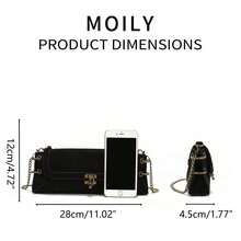 Fashionable Versatile Shoulder Bag, Crossbody Bag, Clutch, Bull Bag - Black - View 9