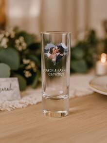 1pc/12pcs Personalized Wedding Shot Glass, 2oz Glass Material, Customizable With Photo And Name | Suitable As Bridesmaid Gift, Valentine's Day Gift, Wedding Decor, Birthday Party Gift, 18th Birthday Gift, Unique Birthday Gift, Photo Souvenir, Fun Birthday Gift, Men's Gift, Shot Glass With Face Pattern, Shot Glass With Photo, Customized Birthday Shot Glass, Personalized Gift And Groomsman Gift ,Forever Love, Wedding Favors - Cốc cao - Xem 3