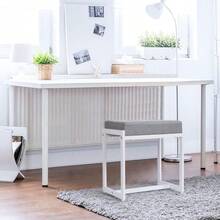 de cambiador para sala de maquillaje, taburete cuadrado de lino para cambiador, reposapies de otomanos pequeos y acolchados modernos para recmara, sala de estar, gris y blanco - grisblanco - Ver 6