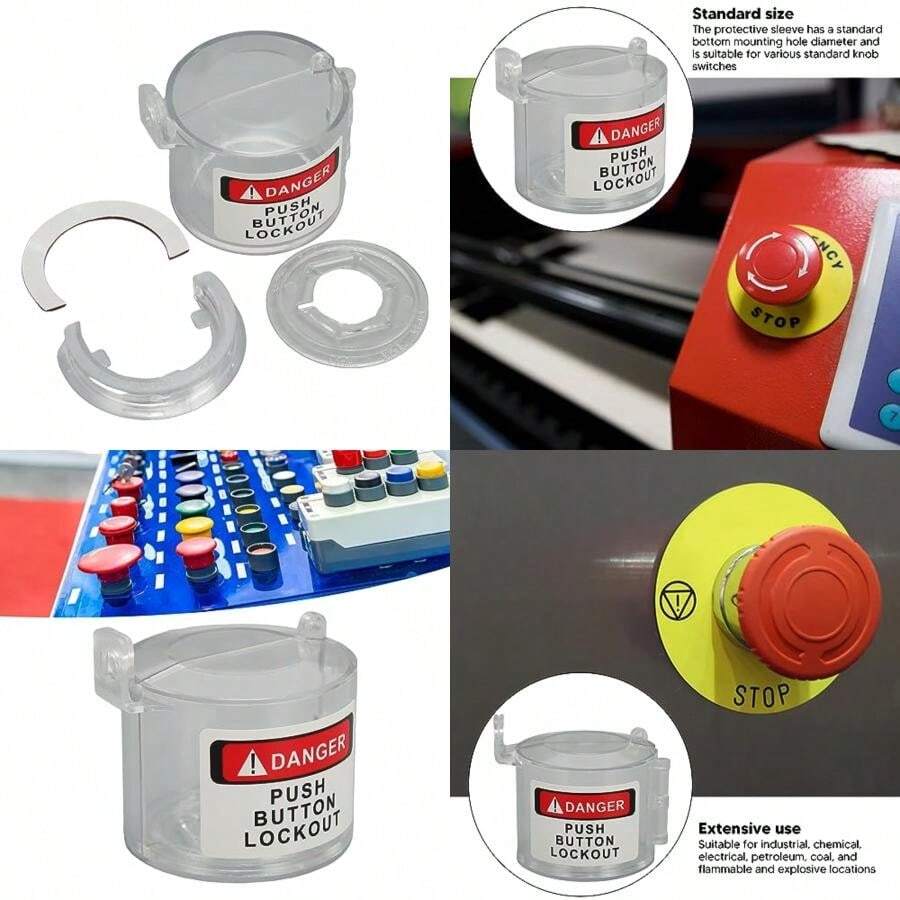 Cubierta Protectora de Interruptor Industrial, Cubierta Protectora de Interruptor de Perilla de Parada de Emergencia de PC Transparente para la Industria, Duradera y(default) - Multicolor - Ver 1