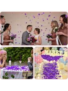 1000pcs Artificial Silk Rose Petals Decor, Purple, Suitable For Wedding, Party, Gift Box Filler, Romantic Rose, Proposal Rose Petals, Black, Wedding Decoration, Home Decor, Room Decor, Party Favors, Bridal Gift, Birthday, Graduation, Bachelorette Party, Anniversary And More - Purple - View 3
