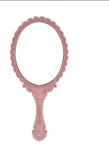 Large Vintage Floral Pattern Mirror, Rose Gold High Definition Handheld Makeup Mirror, Portable Lace Edged Hand Mirror (Special Offer Item), Random Delivery - Multicolor - View 5