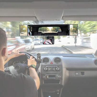 Universal Fit Convex Lens Quadruple Fold Wide Angle Rearview Mirror With Rotating Function - Rotatable And Adjustable Panoramic Endoscope Blind Spot Mirror For Cars, Trucks, SUVs, - Made Of Durable ABS Material