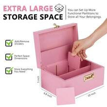 Large Bamboo Box With Combination Lock Decorative Box For Home Great Gift Choice Storage Lockbox With Storage Jar, Christmas Gifts For Men Women - Pink - View 5