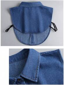 1pc Women's Detachable Denim Pointed Collar Shirt Collar Accessory, Versatile Clothing Accessory Suitable For Autumn/Winter - Multicolor - View 4