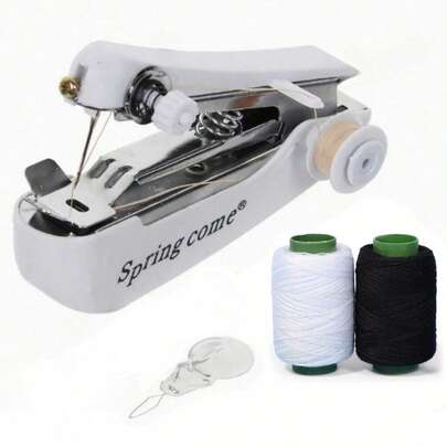 Portable Mini Sewing Machine, Handheld Manual Simple Sewing, Household Portable Tailor Machine, Small Sewing Machine, Micro Manual Sewing Machine, All-In-One Quick Sewing, Portable Sewing Machine, Multi-Functional Creative Sewing Machine