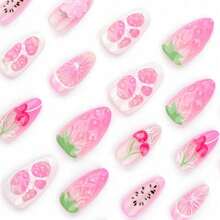 Sweet Pink Fresh Fruit Wear Nails Cherry Strawberry Nail Art False Nails Nail Stickers - 2XB1-13244 - 查看 3