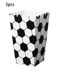 10 件印有足球图案的爆米花盒，适用于足球主题派对、礼品包装、零食盒、派对用品、圣诞节情人节 - 彩色 - 查看 9