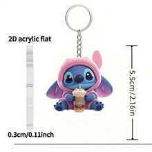 3/5pcs Random Disney Stitch Angel Cartoon Blue Stitch Keychain Pendant Bag Charm, Cute Birthday Gift, High Quality - Multicolor - View 5
