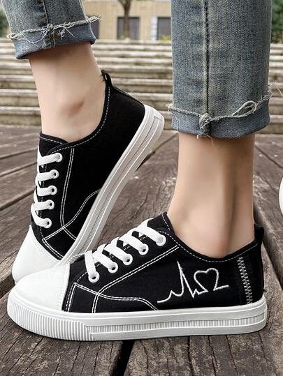 女士时尚平底休闲鞋，时尚系带百搭运动鞋，适合所有季节