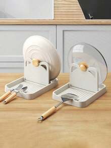 1pc Pot Lid Storage Rack, Multifunctional PP Spoon Holder, Kitchen Countertop Organizer