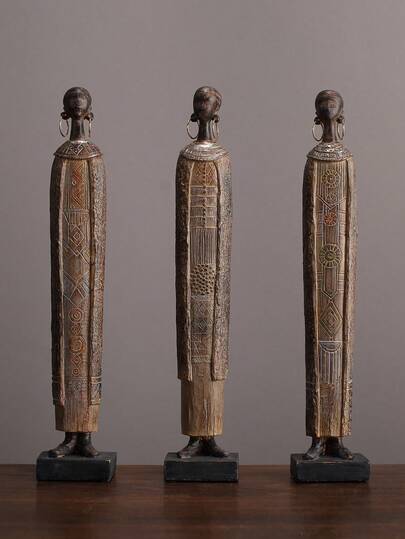 Easegen Home 1 buc 35 cm vintage pictat manual rășină figurină statuie, model african rochie lungă femeie în picioare sculptură ornament pentru acasă living room raft decor, cadou pentru casă nouă