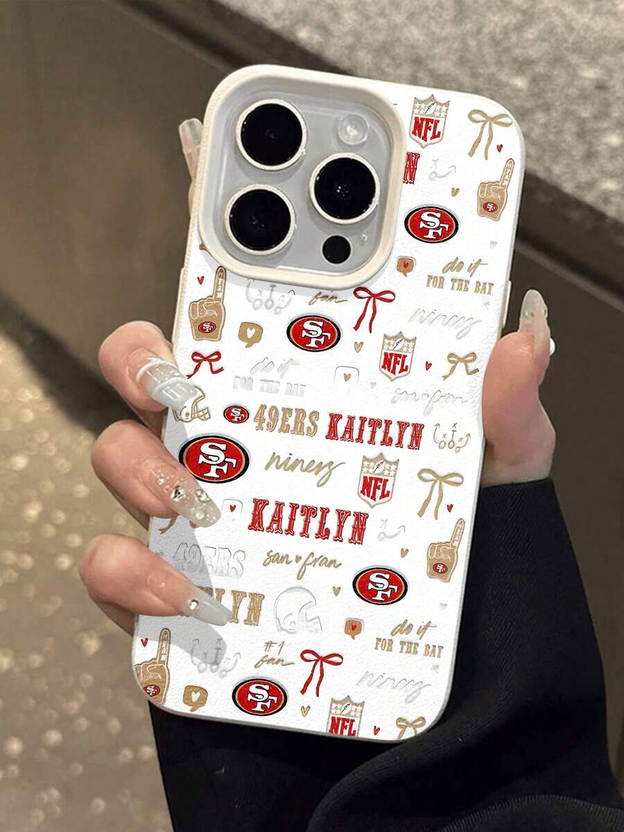 Diseño de funda de teléfono personalizada con temática de los 49ers Compatible con 17, 16 Pro Max, 15 Pro Max, 13 y 12 Muestra espíritu de equipo y estilo personalizado Perfecto para fanáticos de los deportes y un gran regalo para sus seres queridos - Blanco - Ver 1