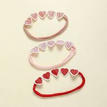 3个/套心形婴儿发带，超级可爱，轻盈透气，四季皆宜，绝佳情人节礼物