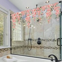 BRUP 1/3sheets/Set Colorful Floral Window Stickers, Static Cling Vinyl Decals, Suitable For Bedroom And Living Room Windows, Glass Decoration, Spring Floral Decorative Art