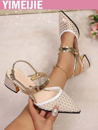 Women's New Fashion High Heel Sandals, Solid Color, Elegant, Glamorous, Sexy Party/Holiday Style, PU Leather, Buckle Closure, Casual High Heel Sandals, Party/Summer