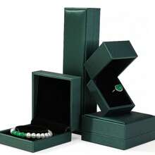 1 Jewelry Box, Silver Gold Jewelry Gift Box, High-End Leather Ring Box, Jewelry Box, Valentine's Day, Mother's Day, Birthday Party Gift Box, Box - Green - View 3