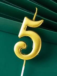 1pc 0-9 Creative Curved Gold Number Candle, Birthday Cake Decor, Suitable For Romantic Party, Birthday Celebration, Holiday Party, Singles Party Cake Decoration, Baking Decoration - Gold - View 15